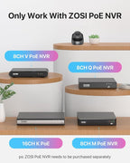 ZOSI C220 4Pack 4MP 2.5K QHD Add-On PoE IP Camera Outdoor, 1440p Surveillance Outdoor Camera to Home Security System, Only Work with ZOSI PoE NVR, 100ft Night Vision, AI Human Detection, One-Way Audio