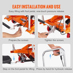 VEVOR Hydraulic Lift Table Cart, 500lbs Capacity 28.5" Lifting Height, Manual Single Scissor Lift Table with 4 Wheels and Non-Slip Pad, Hydraulic Scissor Cart for Material Handling, Orange