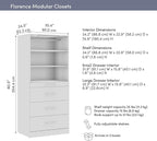 Bestar 36W x 25D Modular Closet Organizer System Tower, Reach-in Closet or Walk-in with LED Light, Shelves, and 4 Drawers, Slab Style, Florence Collection, White
