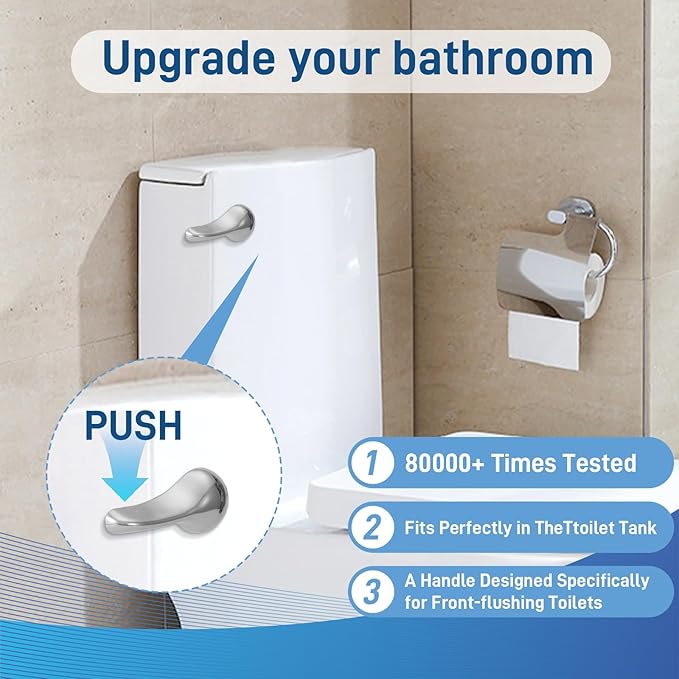 Universal Toilet Handle Replacement Kit ,Front Mount Toilet Flush Handle ,Zinc Alloy Toilet Handle Lever,Toilet Flush Handle Replacement Compatible with American Standard/Mansfield/Gerber (2 Pack)