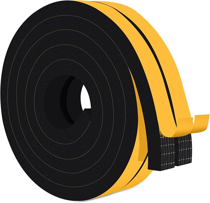 Strong Adhesive Weather Stripping for Doors and Windows, High Density Door Seal, SoundProof Weatherproof Foam Insulation Tape, Windproof, Anti-Scratch Weatherstrip (3/4 in x 1/2 in x 13Ft)