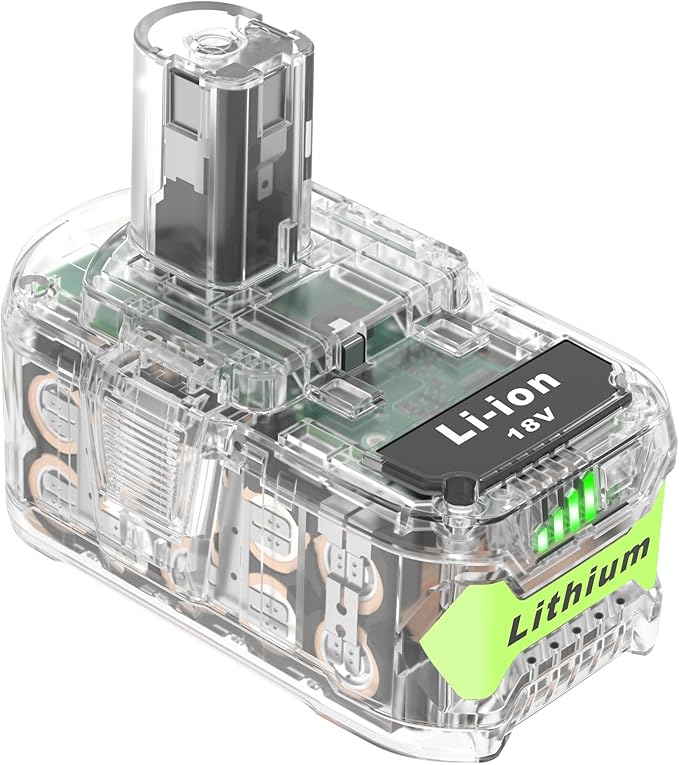 5000mAh High-Capacity Replacement for Ryobi 18V Battery P102 P103 P104 P105 P107 P108, Compatible with Ryobi ONE+ 18V Cordless Power Tools and Charger(Transparent)