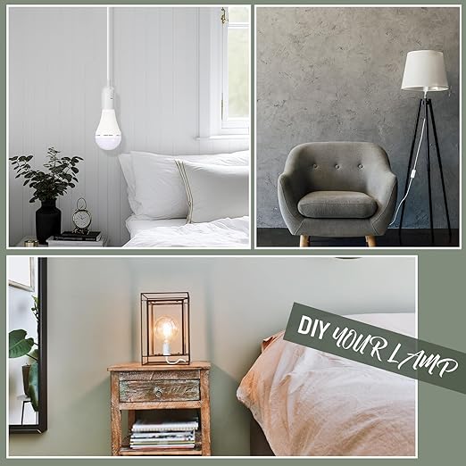 24 Pcs Light Bulb Socket 8.2Ft Extension Hanging Lantern Cord Cable Lamp Cord with Switch E26/E27 Pendant Light Socket for Kitchen Bedroom Restaurant