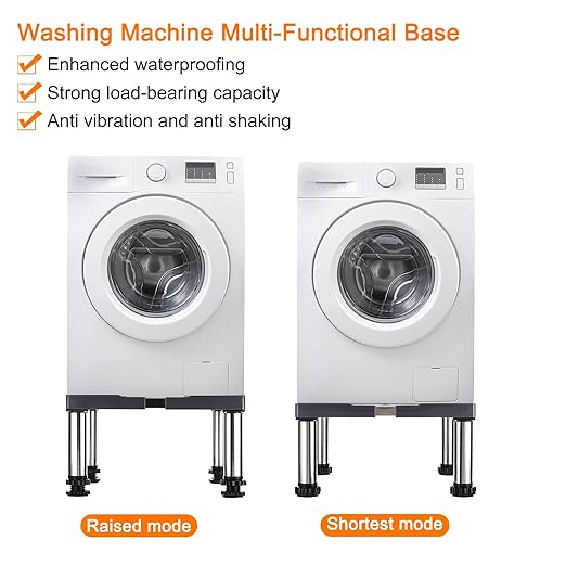 PATIKIL Mini Fridge Stand, 4 Strong Feet Laundry Stand Base Multi-Functional Adjustable Base Tray Anti-Vibration for Refrigerator Washing Machine Dryer AC, 9.4"-10.6" Height, 2Pack