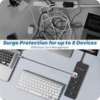 HEZI 8 Outlet Heavy Duty Power Strip, 15Amp Metal Mountable Surge Protector (2700J), Industrial Wall Mount Power Strip for Home, Office, Garage & Workshop, 15FT 14AWG Extension Cord