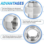 ChillWaves 304 Stainless Steel Cast Pipe Fitting, Union，3/8" NPT Female，Thread Adapter(2-PACK)