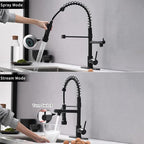 AIMADI Black Kitchen Faucet with Pull Down Sprayer, Commercial Single Handle High Pressure Kitchen Faucet Black with Deck Plate