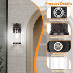 2-Pack Outdoor Wall Lights, Waterproof Outside Light Fixtures Wall Mount with Clear Ribbed Glass, Modern Bronze Exterior Wall Sconce Front Porch Lights for House, Patio, Garage, Bulbs Not Included