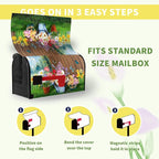 Summer Flower Mailbox Covers Magnetic Large Size Spring Floral Butterfly Mailbox Wraps Colorful Spring Mailbox Post Cover Oversized Mailbox Decor Waterproof for Garden Yard 25.5x21 Inch