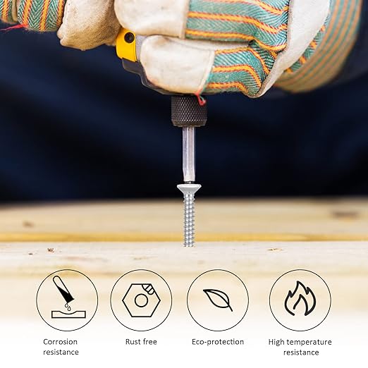 White Head 50 PCS #10X3 Stainless Steel Phillips Flat Head Wood Screws,Stainless Steel 18-8 A2(304) Screw,Home Screw Kit by QISHENG