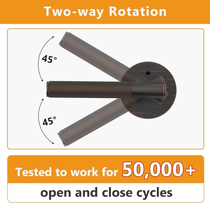 Amerdeco 3 Pack Oil Rubbed Bronze Door Handles Interior, Knurled Privacy Door Handles, Heavy Duty Door Lever for Bedroom or Bathroom, Reversible Keyless for Left Right Handed Doors AM0016