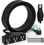 Outdoor Extension Cord 40 Ft with 3 Outlets, 14/3 SJTW 3 Prong Grounded Power Cord, 14 Gauge 14AWG Heavy Duty Power Cable, ETL Listed, 15 Amp 125 V 1875 W-Multiple Outlets for Indoor/Outdoor-Black