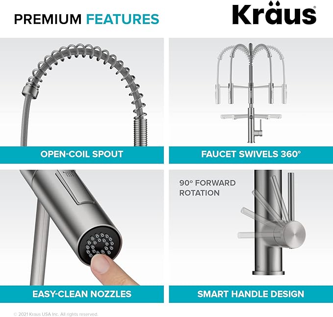 KRAUS Artec Pro Commercial Style Pull-Down Single Handle Kitchen Faucet with Pot Filler in Spot Free Antique Champagne Bronze, KPF-1604SFACB