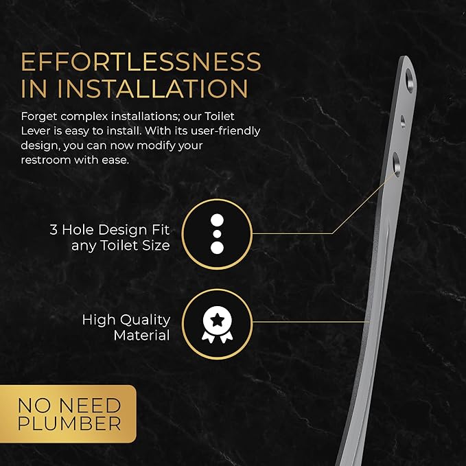 RAVINE Premium Modern Luxury Universal Toilet Handle Replacement, Majestic Collection. Toilet Lever Replacement, Easy Install (Nickel, Side Mount)