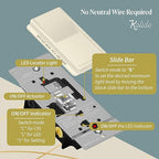 TOPGREENER Kalide Dimmer Light Switch, LED Dimmer Switch, Full Range Dimming, Single Pole/3-Way, 120VAC, 60Hz, 300W LED/CFL, Neutral Wire Not Required, Wall Plate Included, Light Almond