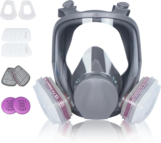 Full Face Reusable Respirator Gas Mask with Filter for Chemical Painting Dust Epoxy Welding Construction Works