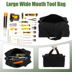 Small Tool Bag,Close Top Wide Mouth Tool Organizer Bag,Large Capacity Tool Bags for Men,Canvas Tool Storage Bag for Storage Handbag for Screwdrivers,Wrench,Pliers Hand Tools (black, 20 Inch)