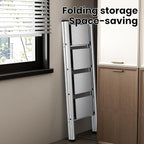 HillhutApex 4 Step Stool, Aluminum Foldable Step Ladder, Lightweight Stable Stool with Wide Non-Slip Pedals, 330lbs Bearing Capacity Ladder for Office,Home,Kitchen - Silver