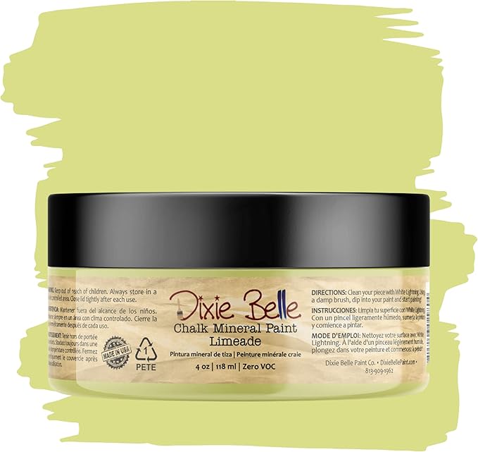 Dixie Belle Paint Company Chalk Finish Furniture Paint - Limeade (4oz) - Matte Zesty Light Green Chic Chalk Mineral DIY Furniture Paint