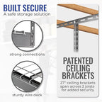SafeRacks Overhead Garage Storage Rack - Heavy Duty Racks for Garage with 600 lb Capacity, Easy Storage, Adjustable Storage Rack, Ceiling Mount Storage 4x8 Hammertone (12"-24")