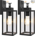 BesLowe 14” Upgraded Motion Sensor Outdoor Wall Lights, Dusk to Dawn Porch Lights Outdoor Wall Sconces, 3 Lighting Modes Exterior Lighting Fixtures with Hooks, Black Outside Lights for House, 2-Pack