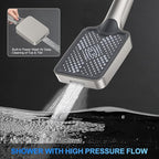 Shower Faucet Set, 12" Ceiling Mount Rainfall Shower System with 2 Rain Shower Head and Multi-function Handheld Head Push Button Diverter Shower Faucet Trim Kit (12", Brushed Nickel)