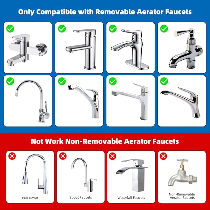 iFealClear 11 PCS Brass Faucet Adapter Kit, Kitchen Sink Aerator Adapters Fit Faucet with Removable Aerators, Male Female Thread Sink Faucet Adapter for Bathroom, Kitchen, Outdoor Garden Faucet, Rvs