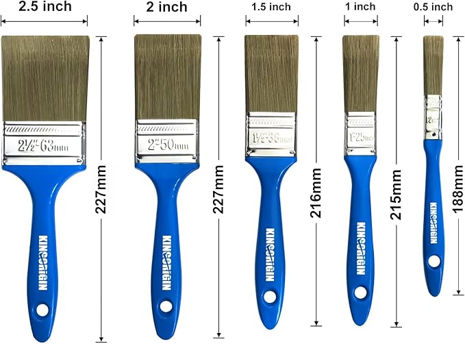 King Origin Versatile Paint Brush Set, 30 Pack, 5 Sizes Paint Brushes (0.5" 1" 1.5" 2" 2.5"), Small Paint Brushes for Walls, Furniture, Crafts - Detailed Painting & Larger Surface Coverage