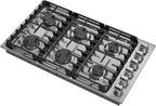 Empava 36 in. Gas Stove Cooktop 6 Italy Sabaf Sealed Burners NG/LPG Convertible in Stainless Steel, 36in