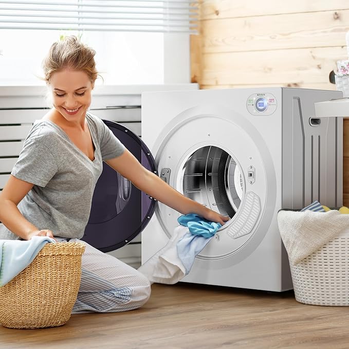 Bonnlo 9LBS Compact Front Load Laundry Dryer, 1400W Stainless Steel Portable Clothes Dryer with LCD Control Panel & Six-Mode Portable Dryer for Apartment, Home, Dorm
