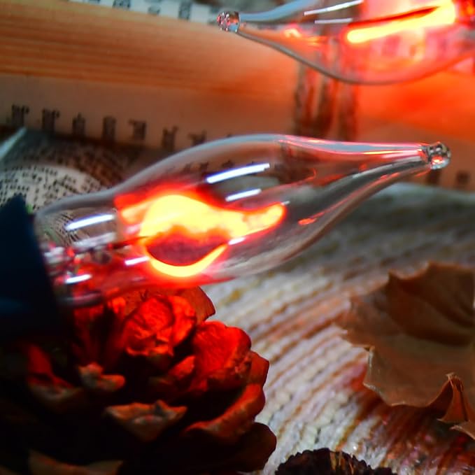 12 Count Halloween Flickering Flame Lights Bulbs, C7 Fake Fire Bulbs / E12 Flickering Flame Bulb, Fall Halloween Window Candle Light Bulbs, Christmas Halloween String Light Bulbs Replacement