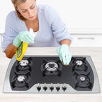 5 Burner Built-in Stainless Steel Gas Stove Top,30 Inch Gas Cooktop LPG/NG Gas Cooktop with 5 Adjustable Hob Burners for Commercial Household