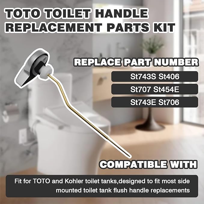 Toilet Handle Replacement Parts Kit, Compatible with TOTO Toilet Handle for THU068 Trip Lvr for TOTO Kohler Side Mount Toilet Flush Tank Lever Handle,Replacement St406 St707
