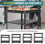 Planer Stand,Height Adjustable Planer Table with Wheels, 500 lbs Load Capacity Three-Tier Storage Tool Stand for Planers, Miter Saws, Table Saws, and Power Tools