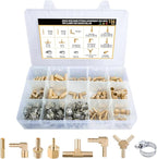 156Pcs Hose Barb Fuel Line Fittings Assortment Kit Barb Splice/Coupler/Female Adapter/Tee/Y Shaped Union/90°Male Elbow Thread 1/8" 3/16" 1/4" 5/16" 3/8" 1/2" Air Hose Fitting with Pipe Clamps for Fuel