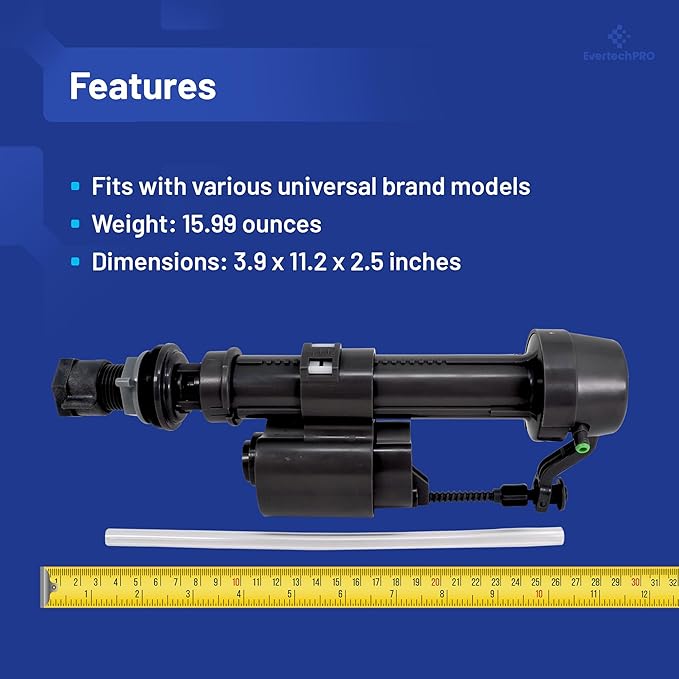 EvertechPRO Universal Toilet Fill Valve Replacement Kit, 8-12 Inch Adjustable Fill Valve Kit, Easy Installation
