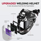 ARCCAPTAIN 3.94"X3.66" Welding Helmet Auto Darkening, 1/1/1/1 Top Optical Clarity Large Viewing Screen Solar Power Welding Hood with 4 Arc Sensor, Wide Shade 4-5/5-9/9-13 for TIG MIG ARC Welding Cut