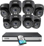 ZOSI C220 16CH 4K PoE Home Security Camera System, 16 Channel 4K 8MP NVR with 4TB HDD for 24/7 Record, 8 x 4MP(1440p) QHD 2.5K Dome IP Cameras Outdoor Indoor, Smart AI Human Detection, Two-Way Audio