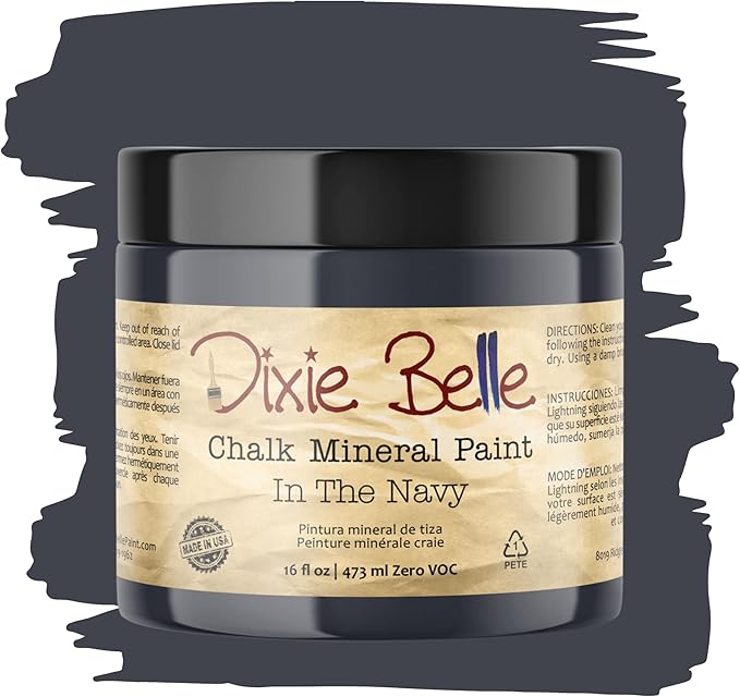 Dixie Belle Paint Company Chalk Finish Furniture Paint - In the Navy (16oz) - Matte Dark Navy Chic Chalk Mineral DIY Furniture Paint
