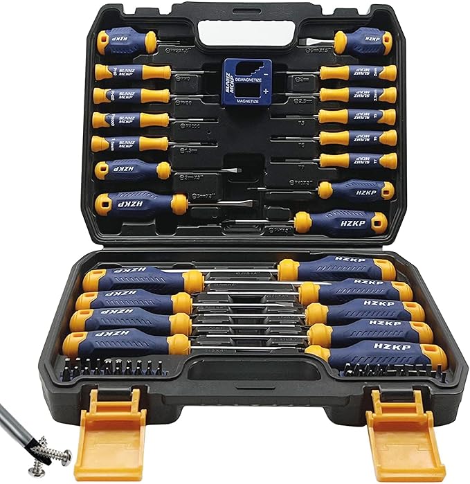 SUNHZMCKP Magnetic Screwdriver Set 66-Piece, S2- Alloy Tool Steel, Includes Slotted/Phillips/Torx Mini Precision Screwdrivers, Replaceable Screwdriver Bits With Sturdy tool box