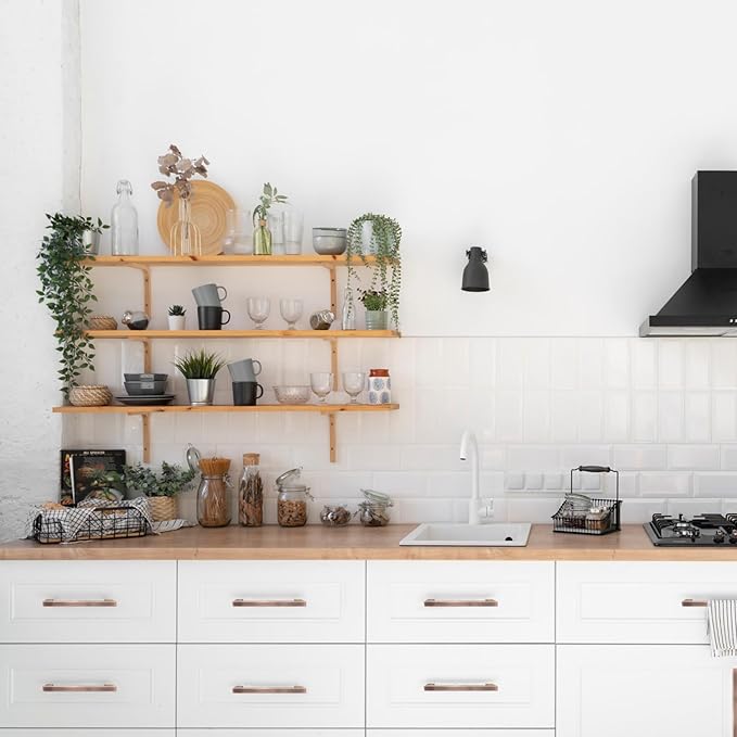 20 Pack 8 Inch Kitchen Cabinet Handles Antique Copper Drawer Pulls Stainless Steel Square Cabinet Pulls Copper Handles for Cabinets and Drawers Modern Cupboard Handles