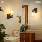 VerRon Set of 2 Wall Sconces for Bathroom, Modern Vanity Light Fixtures, Oil Rubbed Bronze Mount Lighting Lanterns, Farmhouse Wall Lights with Clear Glass Shade for Bedroom Living Room Mirror Hallway