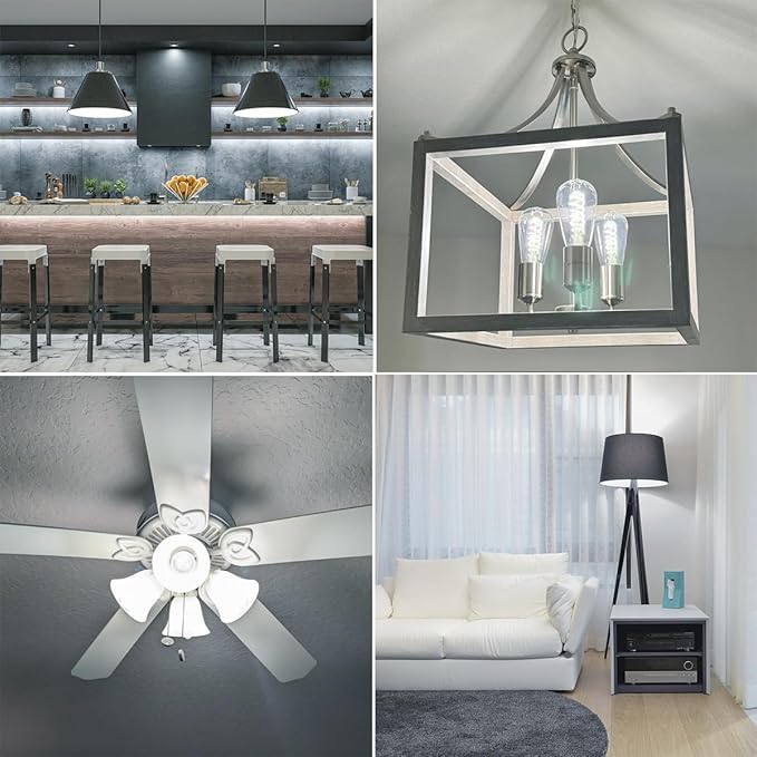 12 PCS ST58 (ST19) LED Edison Bulbs, Dimmable Vintage Antique LED Filament Light Bulbs, 6W Equivalent 60 Watt, Daylight 5000K, 600 Lumens, E26 Base, Clear Plastic