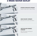 Frizzlife Splash-proof Sink Faucet Extender with Filter, Certified Reduce 99% Chlorine, 1080° Rotating Tap Aerator, 3 Modes Spray Attachment for kitchen/Bathroom/Toddlers, Extra Extension