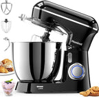 Stand Mixer, 6.5QT 10-Speed Tilt-Head Electric Stand Mixer, 3-In-1 Kitchen Mixer with Bowl, Dough Hook, Whisk and Beater, Food Mixer for Baking, Cake and Most Home Cooks, Black