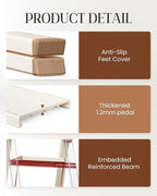 GameGem 2 Step Ladder, Aluminum Folding Step Stool with Anti-Slip Sturdy and Wide Pedal, Lightweight Portable Multi-Use Stepladder for Home and Kitchen Use Space Saving, 330 lbs, Chocolate White