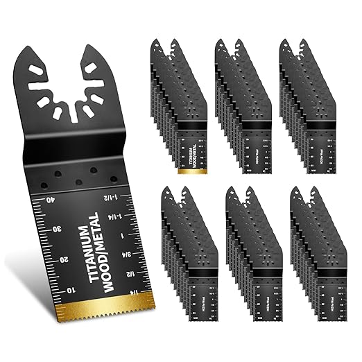 60PCS Oscillating Tool Blades, Professional Universal Titanium Oscillating Saw Blades Multitool Blades Kits for Wood Plastics Metal, Dewalt Ryobi Fein Milwaukee（2 titanium blade 58 wood blades）