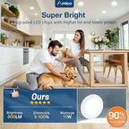 Amico 20 Pack 4 Inch 5CCT Ultra-Thin LED Recessed Ceiling Light with Junction Box, 2700K/3000K/3500K/4000K/5000K Selectable, 11W Eqv 70W, Dimmable Can Light, 800LM High Brightness Downlight - ETL