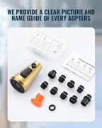 Pull Down Spray Head Replacement - for Kitchen Faucet Sprayer Head with 9 Adapters, 3 Function Pull Out Faucets Spray Nozzle Compatible with Moen, American Standard Faucets, Brushed Gold