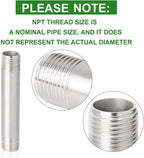 TAISHER 4PCS Stainless Steel Pipe Fittings, 1/2" NPT x 1/2" NPT Male Threaded, 6" Length Nipple Cast Pipe